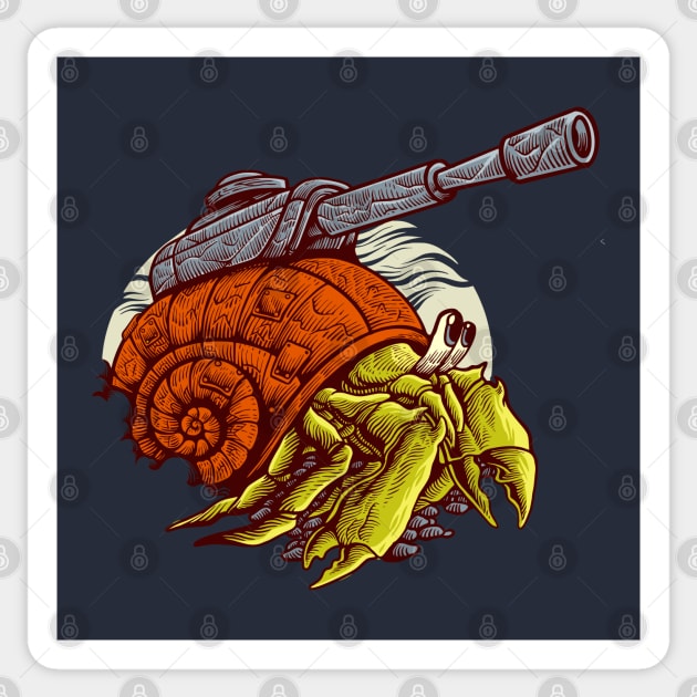 hermit crab war Sticker by Mako Design 